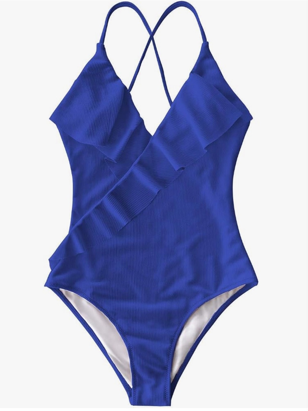 CUPSHE blue ruffle one-piece, size S